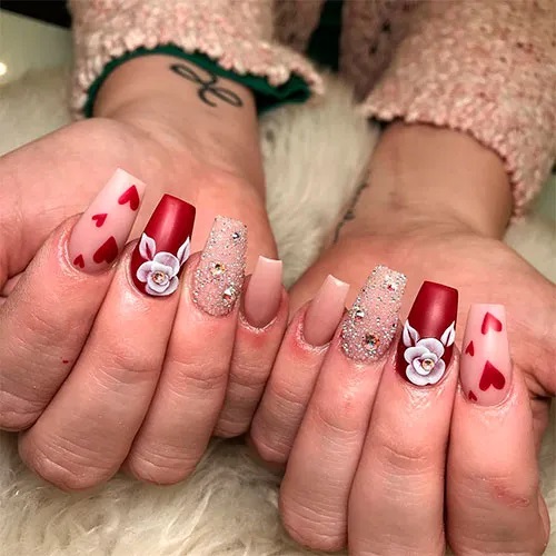 Red-Pink-Nails-with-Glitter-Design